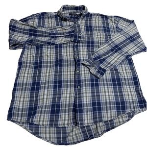 Ivy Crew Classics Shirt Mens‎ Large Blue  Plaid Button Up Long Sleeve Casual
